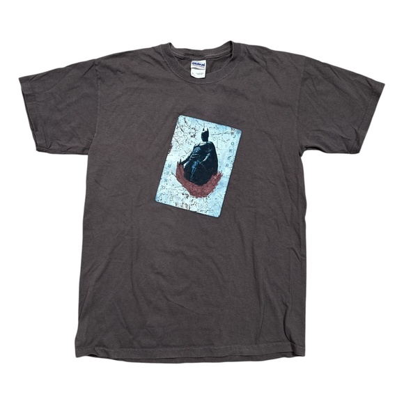 Vintage Y2K Dark Knight Batman Joker Playing Card Gray Movie T Shirt Mens Medium - Picture 1 of 7